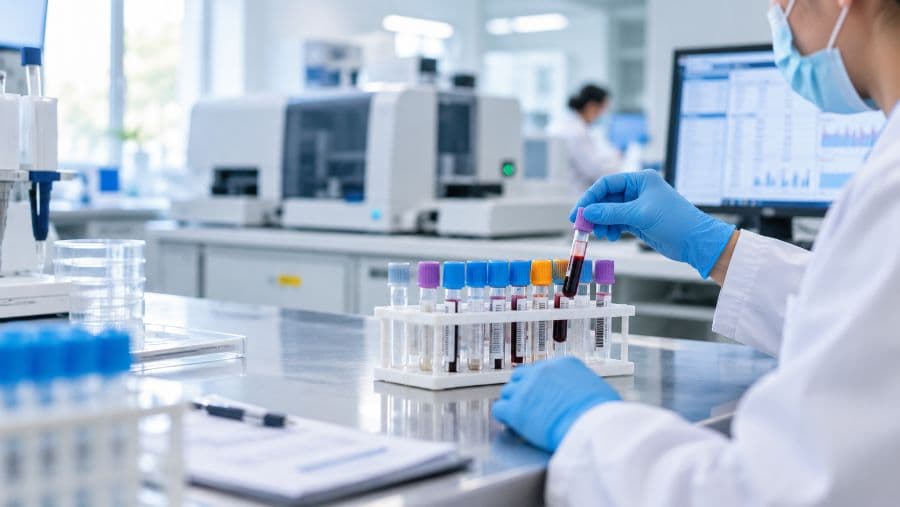 Laboratorio clínico procesando muestras